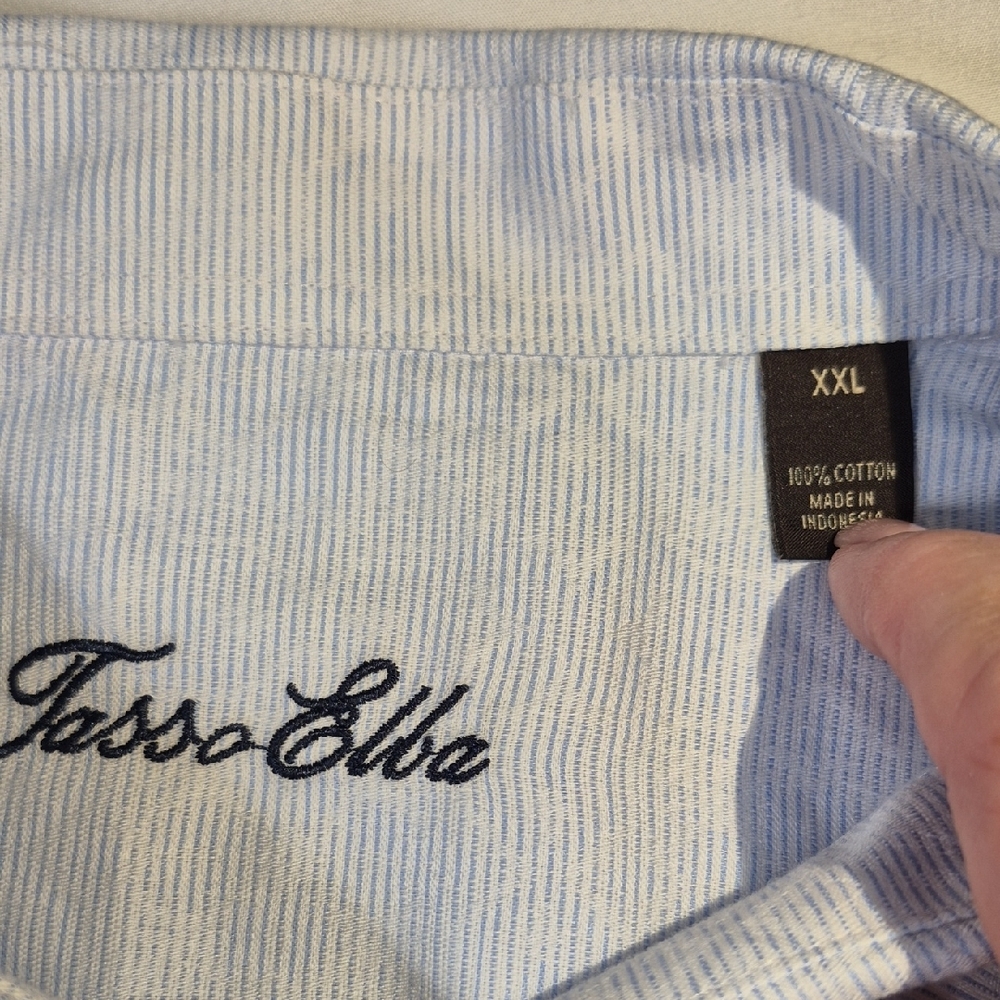 Tasso Elba Long Sleeve Button Down Light Blue Mens Dress Shirt XXL - Picture 2 of 14